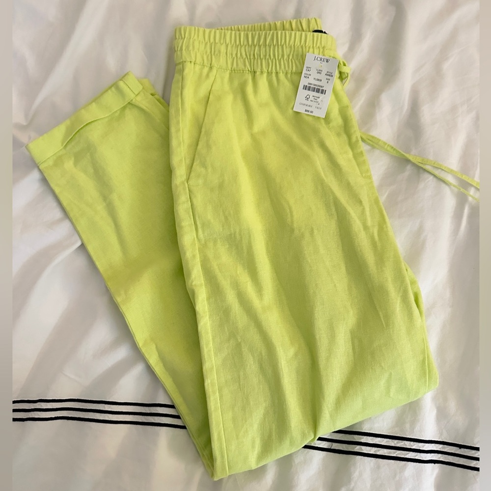 NWT- JCrew cuffed linen drawstring pant